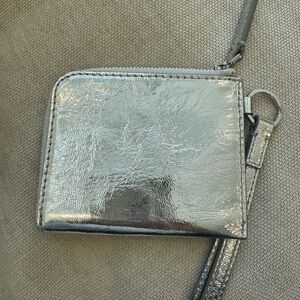 Madewell Shiny Silver Wristlet